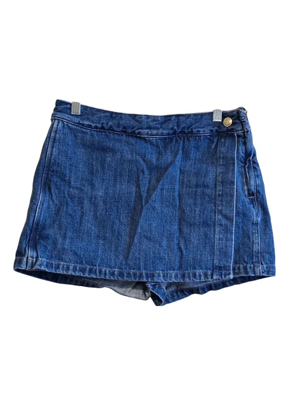 High-Waisted Denim Skort With Back Pockets & Side Button